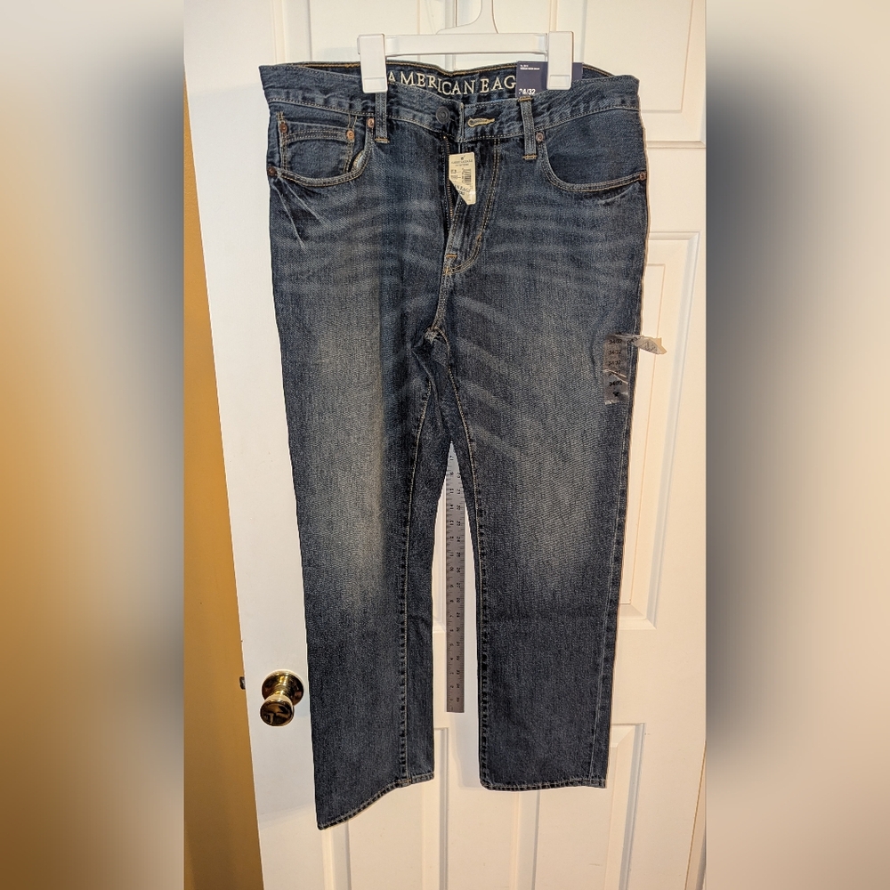 American Eagle Dark Indigo Jeans Slim Straight 34/32 NWT